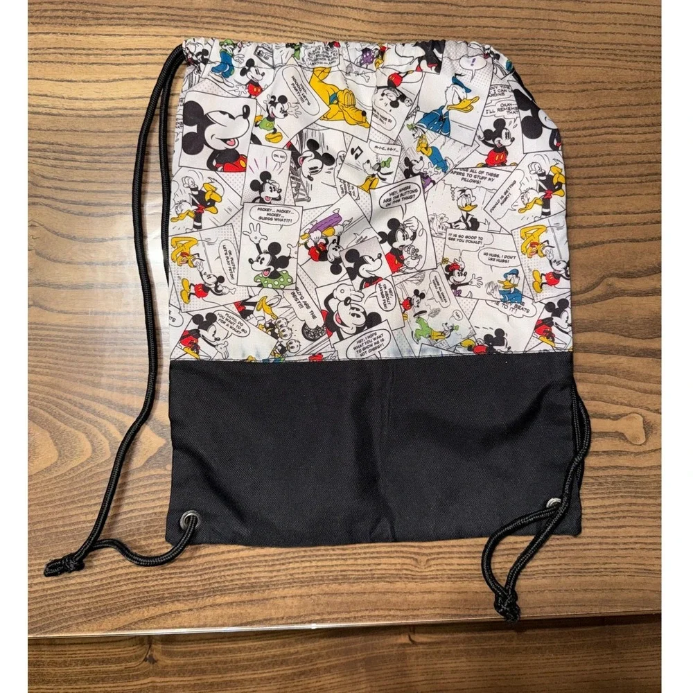 Disney Walt Disney World Black Comic-Strip Drawstring Backpack